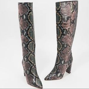 New Sam Edelman Raakel Snake Print Leather Boots